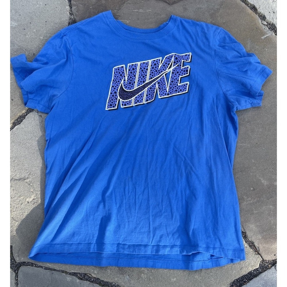 Nike Men's Shirt XL Blue Elephant Spell Out Lightweight Cotton Tee Short Sleeve